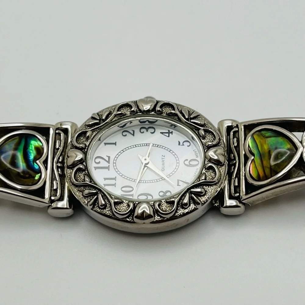 Quartz Watch with Mother of Pearl Heart Accents
